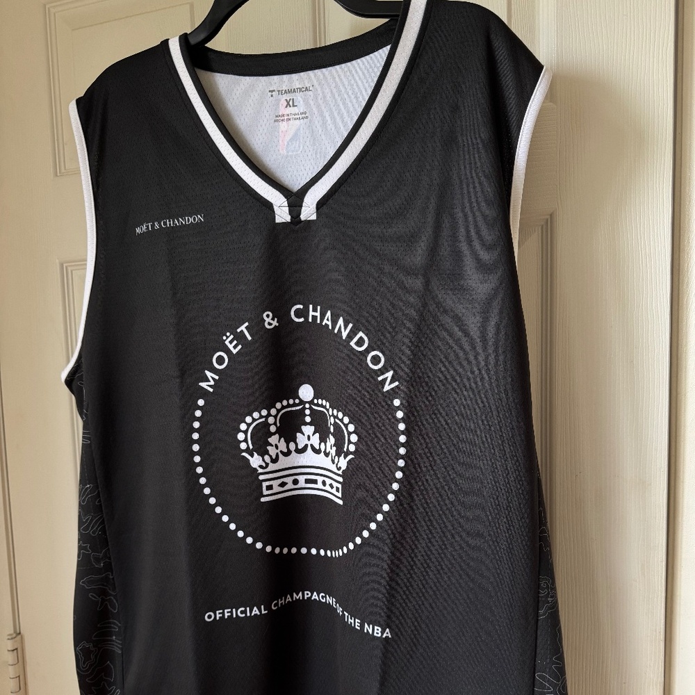 Moet & Chandon Champagne NBA Basketball Jersey New XL Black #43 Official Mesh